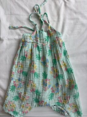 Angel Dear Mint Floral Tie-Shoulder Romper 3-6mo